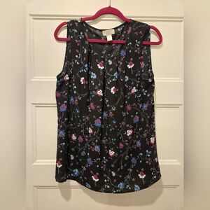 Loft Floral Black Sleeveless Top